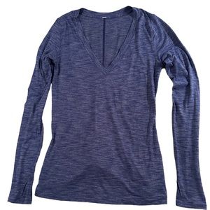 Lululemon Athletica &Go Everywhere  Sapphire Blue Long Sleeve Running Top Size 4